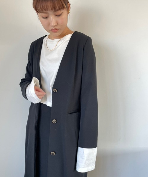 ETRE TOKYO（エトレトウキョウ） ノーカラーコート S ベージュ