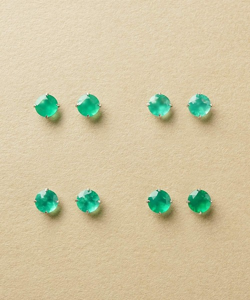 ピアス 「 セカンドピアス」Pt グリーンメノウピアス(4mm) レディースの画像