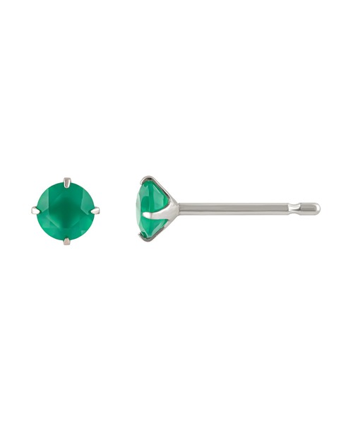 ピアス 「 セカンドピアス」Pt グリーンメノウピアス(4mm) レディースの画像