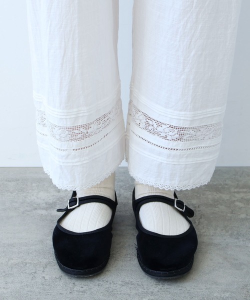 bulle de savon（ビュルデサボン） パンツ コットン/リネン lace×pin