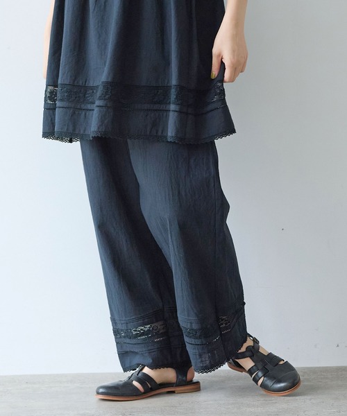 bulle de savon（ビュルデサボン） パンツ コットン/リネン lace×pin