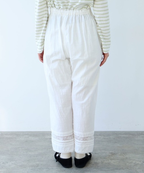 bulle de savon（ビュルデサボン） パンツ コットン/リネン lace×pin