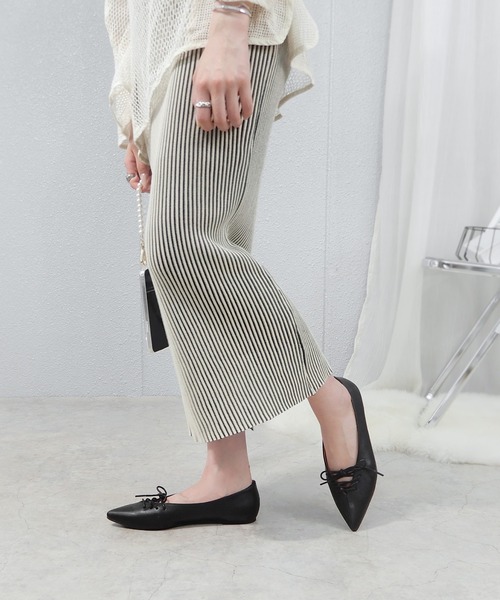 「minia」 フラットパンプス M グレイッシュベージュ レディース_画像6