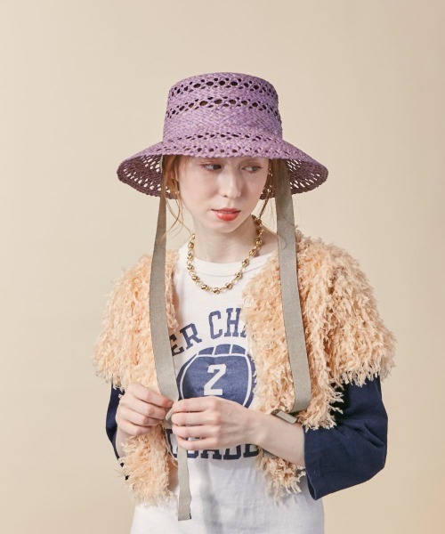 「kaorinomori」 ハット M/57.5cm ライトパープル レディース_画像8