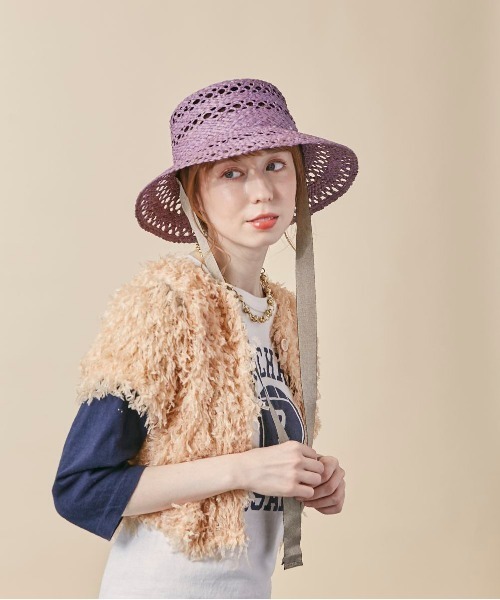 「kaorinomori」 ハット M/57.5cm ライトパープル レディース_画像9