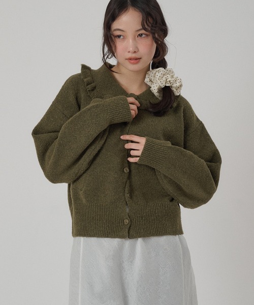 MUHET（ミュエータ） カーディガン wave button frill knit cardigan