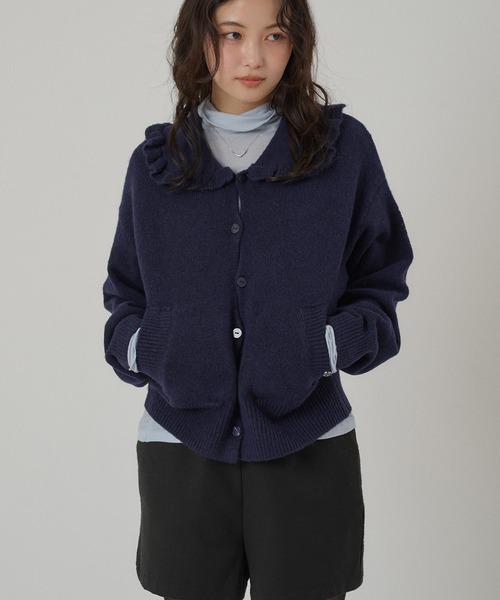 MUHET（ミュエータ） カーディガン wave button frill knit cardigan