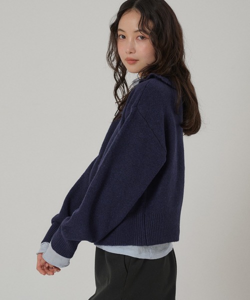 MUHET（ミュエータ） カーディガン wave button frill knit cardigan