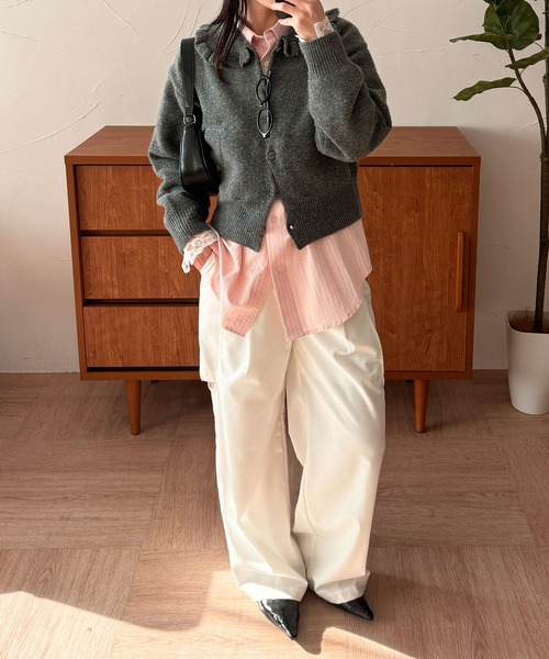 MUHET（ミュエータ） カーディガン wave button frill knit cardigan