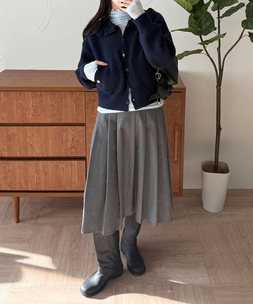 MUHET（ミュエータ） カーディガン wave button frill knit cardigan