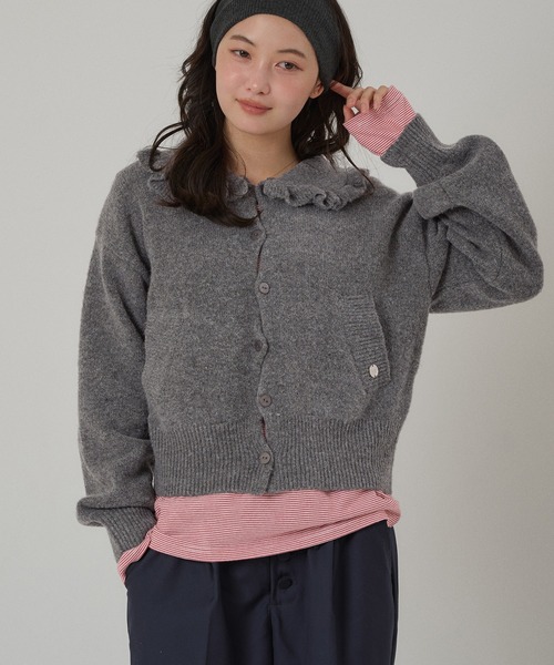 MUHET（ミュエータ） カーディガン wave button frill knit cardigan