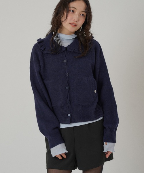 MUHET（ミュエータ） カーディガン wave button frill knit cardigan