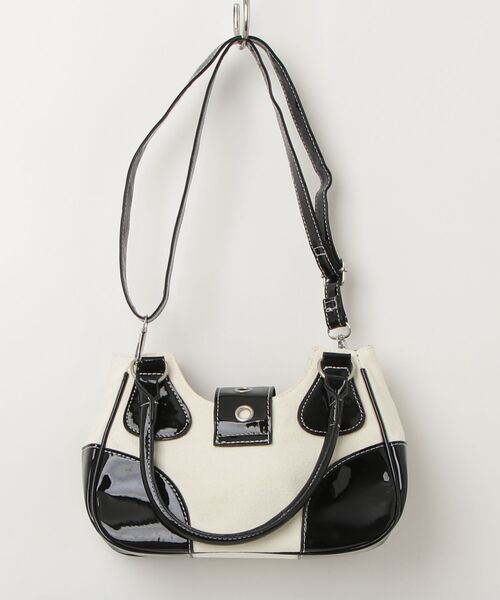 「BARELY BLUE」 2WAYバッグ FREE ホワイト×ブラック レディース_画像2