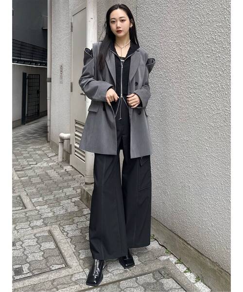 ルセラフィム MURUA ルーズ フーディー パーカー スウェット MURUA（ムルーア） パーカー スウィッチングスリーブレースフーディ