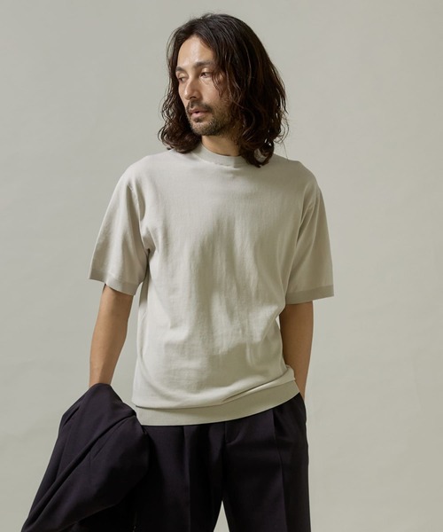 「URBAN RESEARCH DOORS」 半袖ニット MEDIUM アイボリー メンズ_画像3