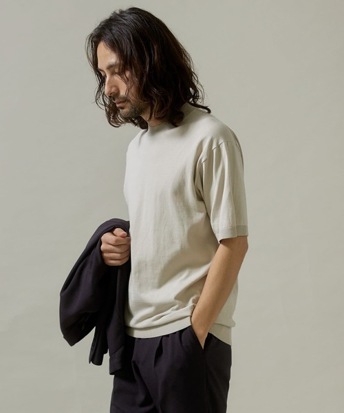 「URBAN RESEARCH DOORS」 半袖ニット MEDIUM アイボリー メンズ_画像5