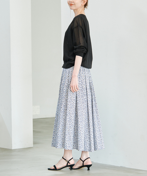 SLOBE IENA（スローブイエナ） スカート Blue Flowerタックスカート
