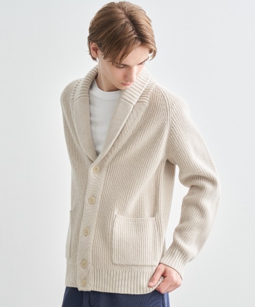 three dots（スリー ドッツ） ニットカーディガン MEDIUM オリーブ