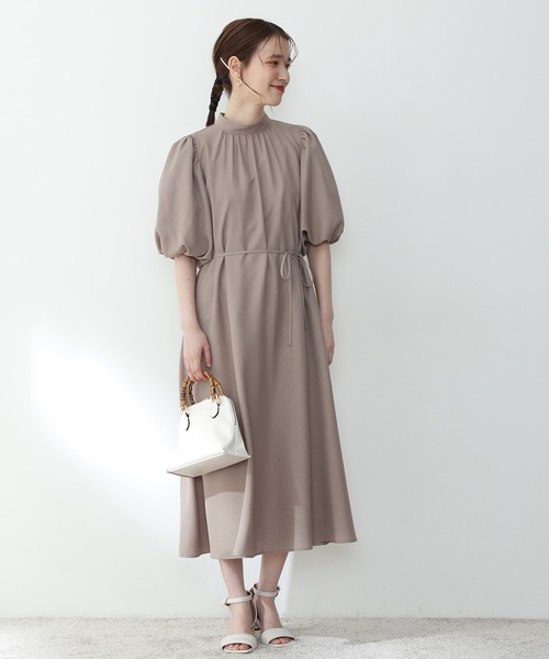 「N.(N. Natural Beauty Basic)」 半袖ワンピース MEDIUM カーキ レディース_画像3