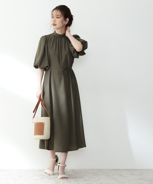「N.(N. Natural Beauty Basic)」 半袖ワンピース MEDIUM カーキ レディース_画像7