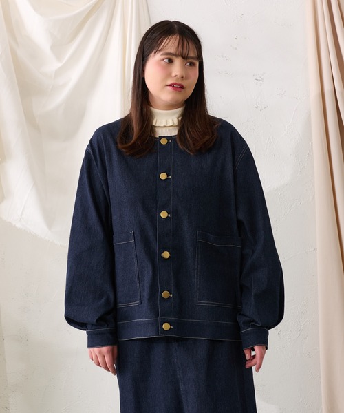 「Louiosy」 デニムジャケット 4L インディゴブルー レディース_画像3