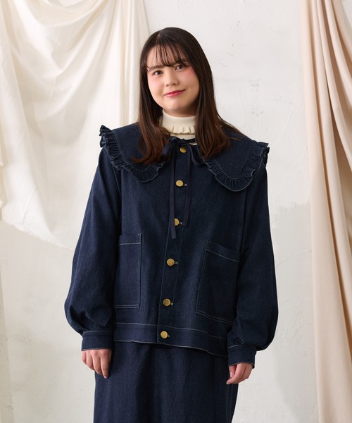 「Louiosy」 デニムジャケット 4L インディゴブルー レディース_画像4