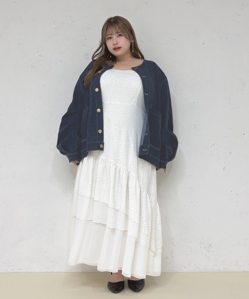 「Louiosy」 デニムジャケット 4L インディゴブルー レディース_画像6