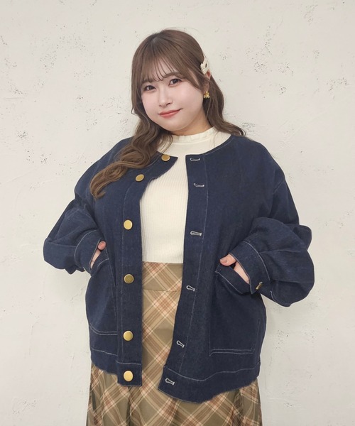 「Louiosy」 デニムジャケット 4L インディゴブルー レディース_画像7