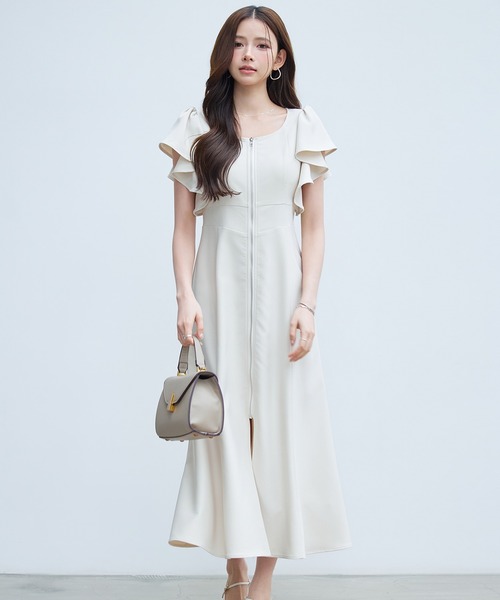 DRESS+（ドレスプラス） ワンピース 半袖 フロントジップロング