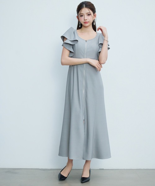 DRESS+（ドレスプラス） ワンピース 半袖 フロントジップロング