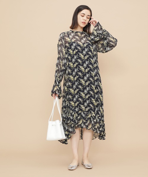 「NE QUITTEZ PAS!」 長袖ワンピース 1 ネイビー レディース_画像4