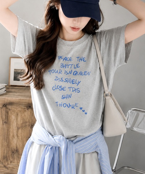 Invel クレンジング製品 シルバー袋 レディース 半袖Tシャツ サイズM Megil tシャツ 半袖 メッセージロゴプリントTシャツ レディース