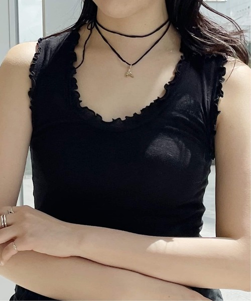「IENA LA BOUCLE」 「seamless basic.」ノースリーブトップス FREE ブラック レディース_画像3