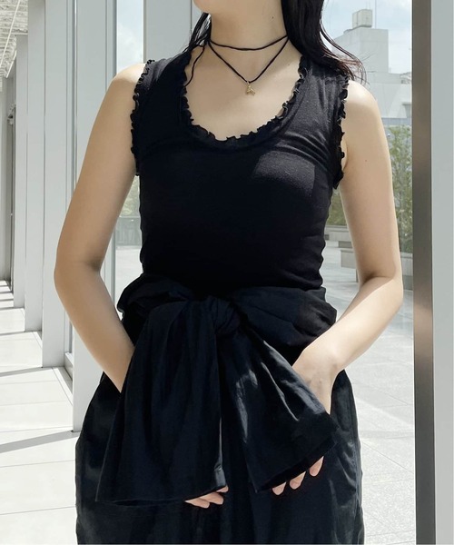 「IENA LA BOUCLE」 「seamless basic.」ノースリーブトップス FREE ブラック レディース_画像4
