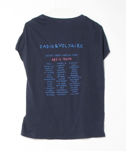 「ZADIG&VOLTAIRE」 半袖カットソー M ネイビー レディース_画像2