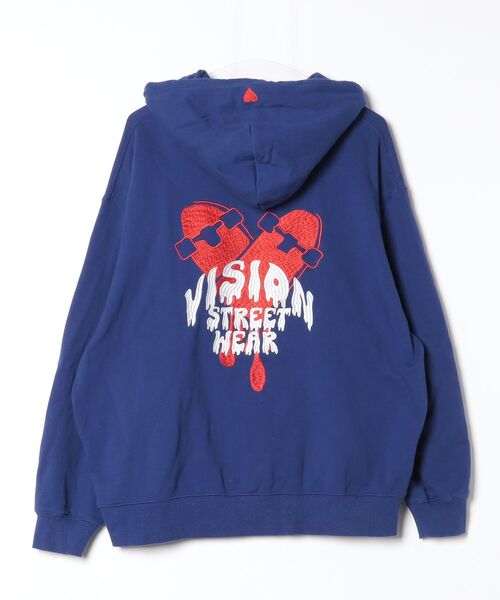 「VISION STREET WEAR」 ジップアップパーカー L ブルー メンズ_画像2