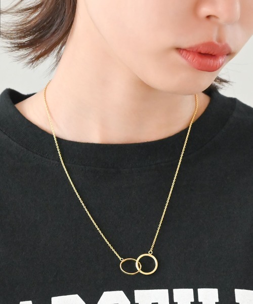 新品未使用品♡ダブルリングネックレス レディース ゴールド ゴールド ネックレス 2つのリングデザイン