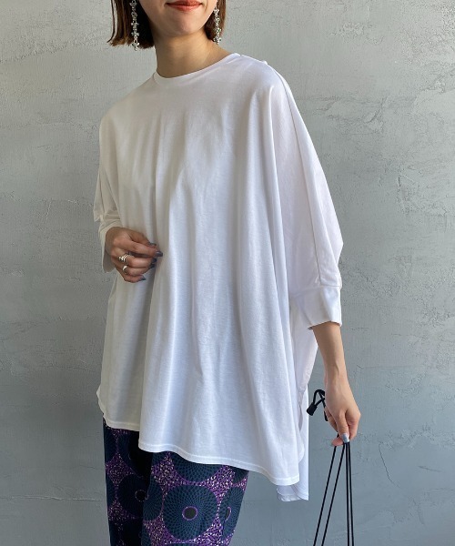 新品タグ付き　ミズイロインド mizuiroind ワイドコクーンT ホワイト セール】mizuiro ind コクーンワイドプルオーバー（Tシャツ