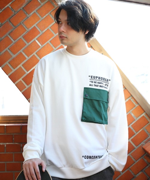 8 トレーナー スウェット 胸ポケット付きトレーナー メンズ