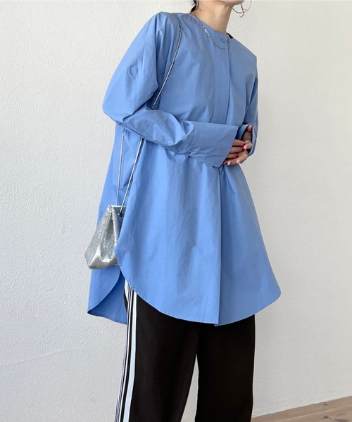 wee9s（ウィークス） ブラウス シャツ over size no collar mannish