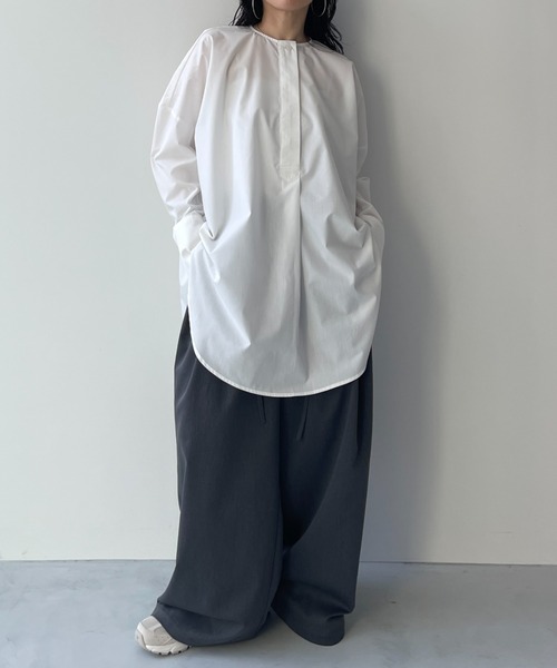 wee9s（ウィークス） ブラウス シャツ over size no collar mannish