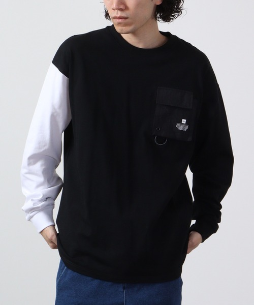 国内発送☆FLASH PACKER 異素材ポケット TEE FLASH PACKER tシャツ 異素材ポケットL/S TEE メンズ レディース