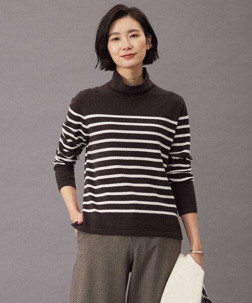 ニット セーター 「洗える」SEMI WORSTED WOOL バスクボーダー ニット レディース