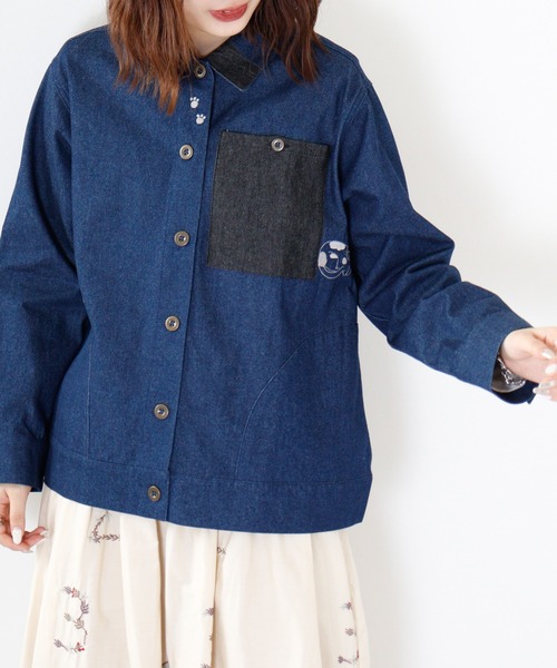 Emago（イマゴ） デニムジャケット gジャン あしあと刺繍デニム