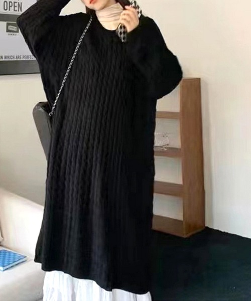 Dewlily ワンピース ボトルネックリブニットワンピース : ZOZOTOWN