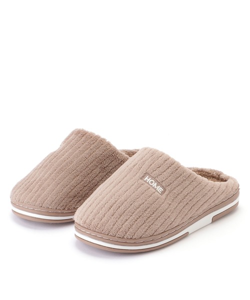 【PE】コーヒーバーン 本牛革ファー ストラップ スリッパ 2color Lace Ladies スリッパ バイカラー ストライプ ファー