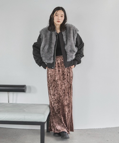 alice auaa ベロア×ファーマーメイドスカート alice auaa ベロア×ファーマーメイドスカート ベロアマーメイド