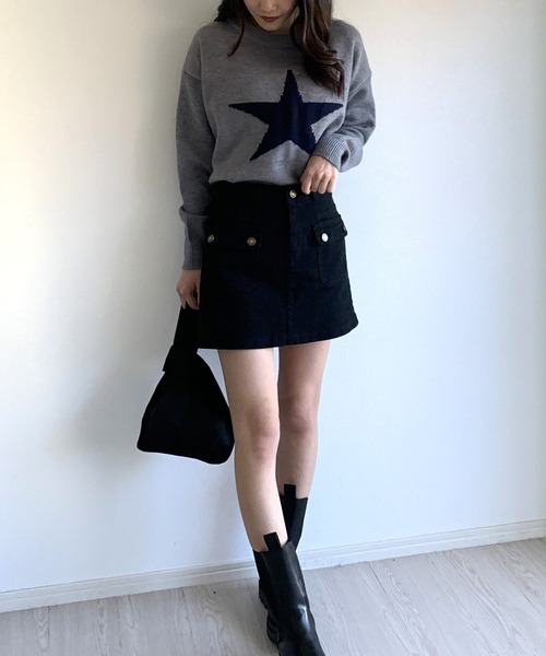 ニット セーター 「春コーデに使いやすい♪」ジャガードスターニット レディース メンズ ニット セーター 「春コーデに使いやすい♪」ジャガードスター