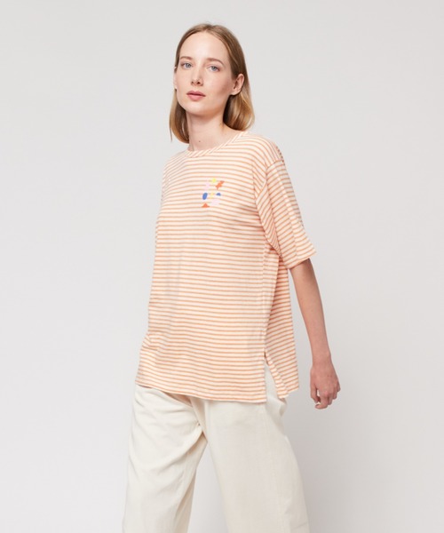 tシャツ Stripes oversize T-shirt レディース
