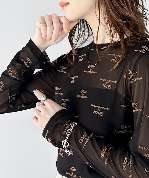 ブラウス シャツ 「FONT LAB」クレープジョーゼットフロッキーロゴブラウス レディース TODAYFUL（トゥデイフル）の「クレープジョーゼットシャツ